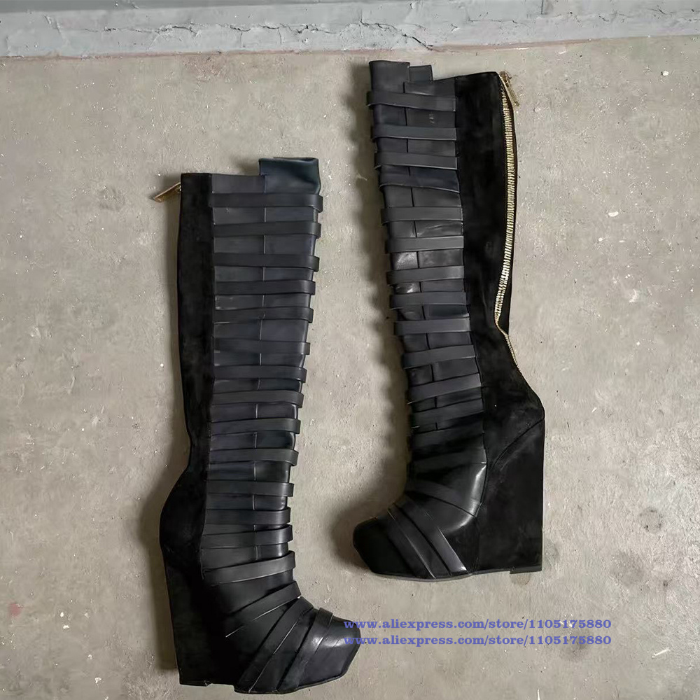Сапоги до колена на танкетке с – обзор и цена Men Shoes Boots